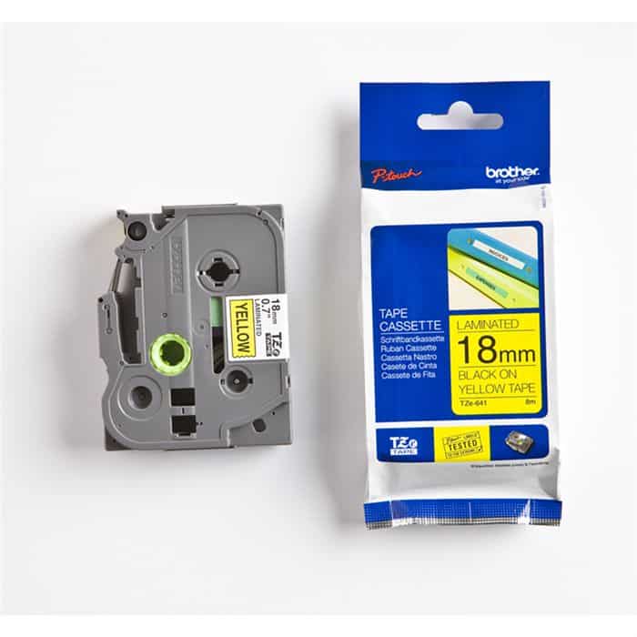 NHÃN IN BROTHER TZE-641 CHỮ ĐEN NỀN VÀNG 18MM