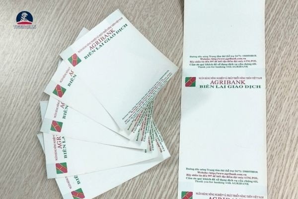 Giấy in nhiệt in sẵn logo thương hiệu