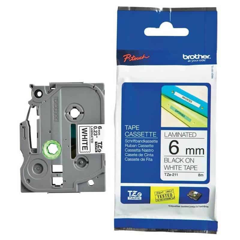 Nhãn in Brother TZe – 211 chữ đen nền trắng 6mm