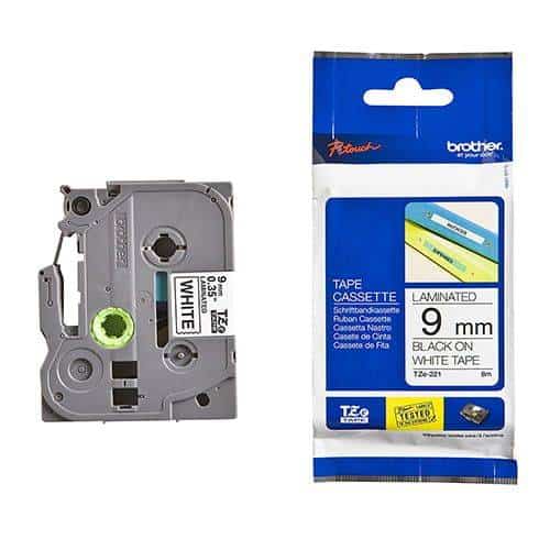 Nhãn in Brother TZe – 221 nền trắng chữ đen 9mm